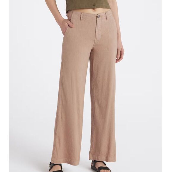 Kut from the Kloth Pants - Kut From The Kloth Meg Linen Wide Leg Trouser Khaki Tan, Size 16 (C1)